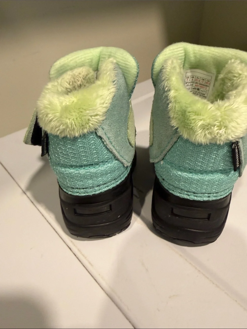 The North Face Kids Waterproof Boots in Mint Green and Black
